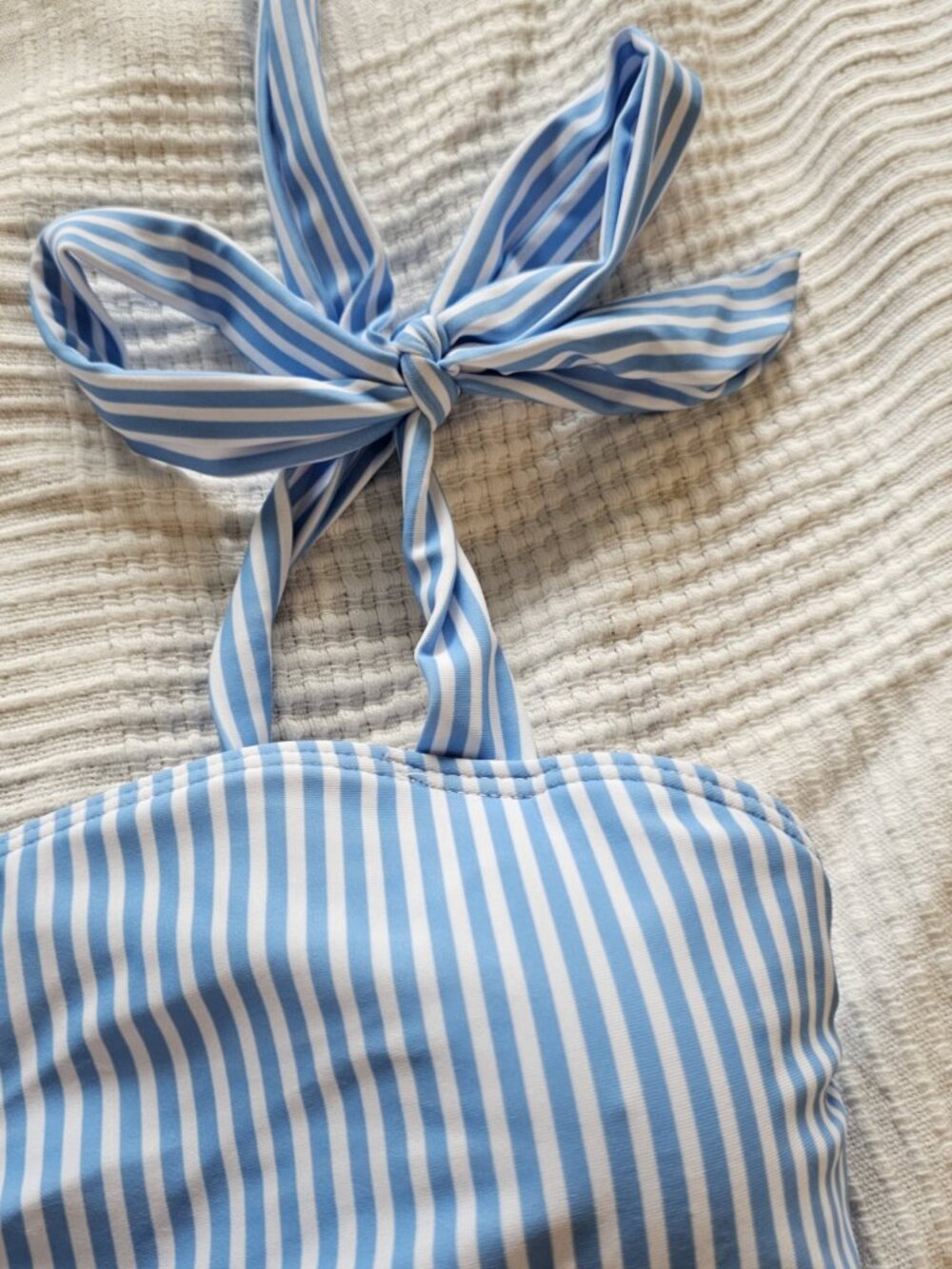 New Striped Tie Shoulder High Waist Two Piece Bikini - Picture 6 of 13